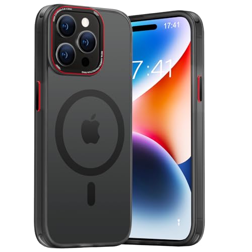 BENTIACC handyhülle für iPhone 14 pro Hülle, mit Mag-Safe Translucent Matte Strukturierte, Kratzfeste Anti-Fingerabdruck Stoßfeste für hülle iPhone 14 pro Schwarz von BENTIACC