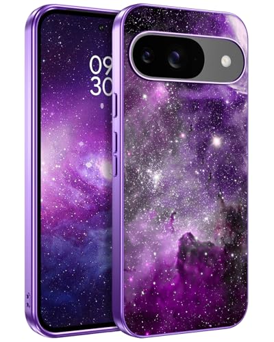 BENTOBEN Handyhülle für Google Pixel 9 Google 9 Pro Hülle, Google Pixel 9 Case Slim Leicht Dünn Nebula Muster PC Schale mit TPU Bumper Kratzfest Schutzhülle Hülle für Google Pixel 9/9 Pro 5G, Lila von BENTOBEN
