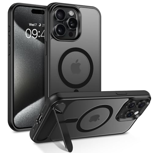 BENTOBEN für iPhone 15 Pro Max Hülle mit MagSafe Magnetisch, Handyhülle mit Verstellbarem Metallständer 【Kompatibel mit MagSafe】 Schlanke Durchscheinende Matte Stoßfeste Schutzhülle Schwarz BENTOBEN für iPhone 15 Pro Max Hülle mit MagSafe Magnetisch, Handyhülle mit Verstellbarem Metallständer 【Kompatibel mit MagSafe】 Schlanke Durchscheinende Matte Stoßfeste Schutzhülle Schwarz von BENTOBEN
