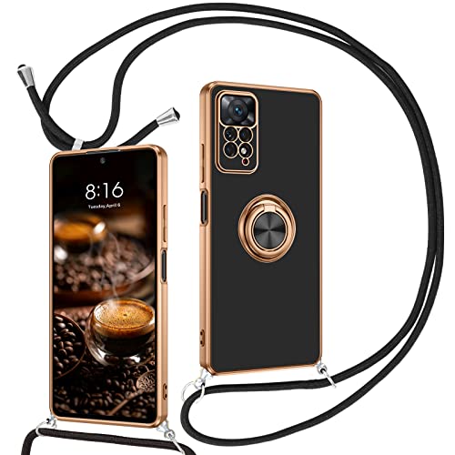BENTOBEN für Handykette Xiaomi Redmi Note 11 Pro 4G/5G, Handyhülle für Xiaomi Redmi Note 12 Pro 4G mit Band 360° Halter Ständer Kratzfest Stoßfeste Schutzhülle für Xiaomi Redmi Note 11 Pro, Schwarz von BENTOBEN