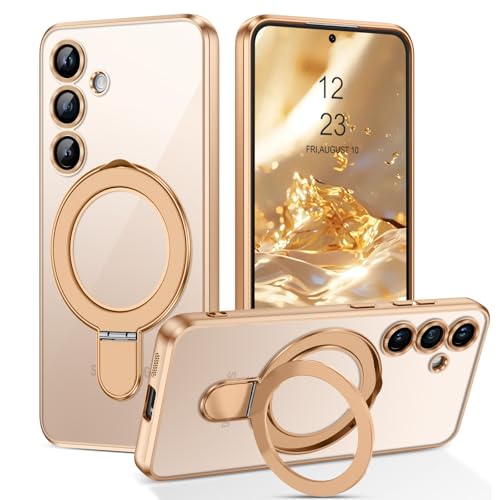 BENTOBEN Hülle für Samsung Galaxy S25 Plus Mag-Safe mit Ständer, [Magnetisch Ständer Ring] Clear Kabellos Dünn TPU Bumper Cover Case Handyhülle Samsung Galaxy S25 Plus 6.7", Titan Wüstensand von BENTOBEN