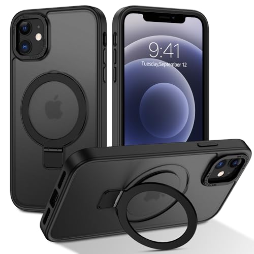 BENTOBEN für iPhone 12 Mini 5.4" Hülle für Mag - Safe mit Ständer, [Magnetisch Ständer Ring] Clear Kabellos Dünn TPU Bumper Cover Case Handyhülle iPhone 12 Mini 5.4", Schwarz von BENTOBEN