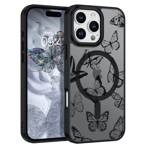 BENTOBEN für iPhone 16 Pro Hülle mit MagSafe Magnetisch Hülle für iPhone 16 Pro 6.3" Durchscheinende Matt Schmetterling Anti-Fingerabdruck Handyhülle Rückseite Dünn Stoßfest Schutzhülle, Schwarz BENTOBEN für iPhone 16 Pro Hülle mit MagSafe Magnetisch Hülle für iPhone 16 Pro 6.3" Durchscheinende Matt Schmetterling Anti-Fingerabdruck Handyhülle Rückseite Dünn Stoßfest Schutzhülle, Schwarz von BENTOBEN
