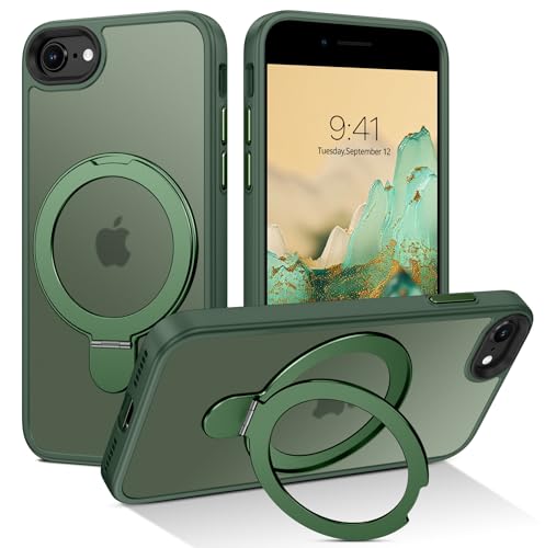 BENTOBEN für iPhone SE 2022 Hülle für Mag-Safe mit Ständer, iPhone SE 2020 Hülle [Magnetisch Ständer Ring] Clear Kabellos Dünn TPU Bumper Cover iPhone 8 iPhone 7 Case Handyhülle iPhone SE 2 3, Grün von BENTOBEN