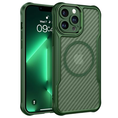 BENTOBEN Karbonfaser-Schutzhülle für iPhone 13 Pro Max mit MagSafe, matt, durchscheinend, magnetisch, stoßfest, für iPhone 13 Pro Max 6,7 Zoll, Grün BENTOBEN Karbonfaser-Schutzhülle für iPhone 13 Pro Max mit MagSafe, matt, durchscheinend, magnetisch, stoßfest, für iPhone 13 Pro Max 6,7 Zoll, Grün von BENTOBEN