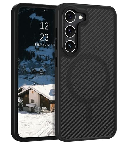 BENTOBEN Magnetische Schutzhülle für Samsung Galaxy S23, kompatibel mit Magsafe, kabelloses Laden, Schutzhülle Samsung S23, Carbonfasermuster, Militärschutz, kratzfest, stoßfest, Schwarz BENTOBEN Magnetische Schutzhülle für Samsung Galaxy S23, kompatibel mit Magsafe, kabelloses Laden, Schutzhülle Samsung S23, Carbonfasermuster, Militärschutz, kratzfest, stoßfest, Schwarz von BENTOBEN