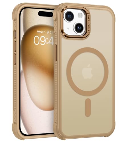BENTOBEN Magnetische Schutzhülle für iPhone 15 2023 [kompatibel mit MagSafe] [4,8 m Schutz in Militärqualität], matt, durchscheinend, rutschfest, gelb, für Damen und Herren, 15,5 cm (6,1 Zoll), Desert von BENTOBEN