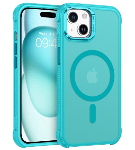 BENTOBEN Magnetische Schutzhülle für iPhone 15 2023 [kompatibel mit MagSafe] [4,8 m Schutz in Militärqualität], matt, durchscheinend, rutschfest, gelb, strapazierfähig, für Damen und Herren, Blaugrün von BENTOBEN
