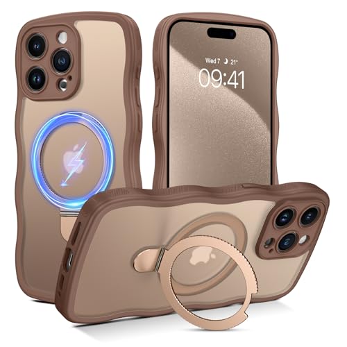 BENTOBEN Magnetische Schutzhülle für iPhone 15 Pro, kompatibel mit Magsafe, gelocktes Wellenrahmen-Design, rutschfest, einfacher Griff, Ständer, Ringhalter, schützende Stoßstange, niedliche BENTOBEN Magnetische Schutzhülle für iPhone 15 Pro, kompatibel mit Magsafe, gelocktes Wellenrahmen-Design, rutschfest, einfacher Griff, Ständer, Ringhalter, schützende Stoßstange, niedliche von BENTOBEN