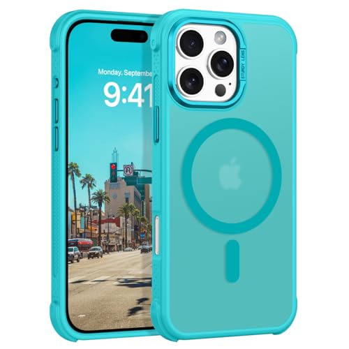 BENTOBEN Magnetische Schutzhülle für iPhone 16 Pro, präzise Kamerasteuerung, MagSafe Hülle für iPhone 16 Pro, durchscheinend, matt, stoßfest, dünn, militärischer Schutz, Blaugrün von BENTOBEN