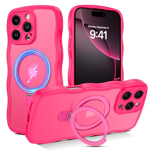 BENTOBEN Magnetische Schutzhülle für iPhone 16 Pro Max 2024, kompatibel mit Magsafe, gelocktes Wellenrahmen-Design, rutschfest, einfacher zu greifen, Ständer, Ringhalter, Schutzhülle, niedliches BENTOBEN Magnetische Schutzhülle für iPhone 16 Pro Max 2024, kompatibel mit Magsafe, gelocktes Wellenrahmen-Design, rutschfest, einfacher zu greifen, Ständer, Ringhalter, Schutzhülle, niedliches von BENTOBEN
