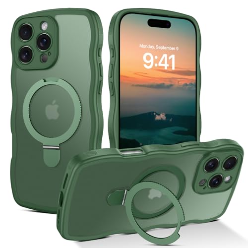BENTOBEN Magnetische Schutzhülle für iPhone 16 Pro mit unsichtbarem Ständer, [Curly Wave Edge] [Kompatibel mit Magsafe] Schlanke, durchscheinende matte Schutzhülle für iPhone 16 Pro 6,3 Zoll von BENTOBEN