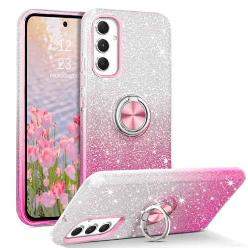 BENTOBEN Samsung Galaxy S23 FE 5G Hülle Handyhülle Glitzer Anti Gelb 3 IN 1 mit 360 ° Drehbarem Ringhalter Ständer Silikon Cover Slim dünn Hülle für Samsung Galaxy S23 FE 5G 6.4" –Rose/Pink von BENTOBEN