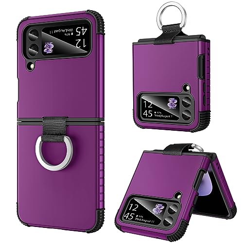 BENTOBEN Samsung Galaxy Z Flip 3 Case, Z Flip 3 5G Case with Ring, Heavy Duty 2 in 1 Full Body Rugged Shockproof Protection Cover Girls Women Boy Men Covers for Galaxy Z Flip 3 Dunkel Violett von BENTOBEN