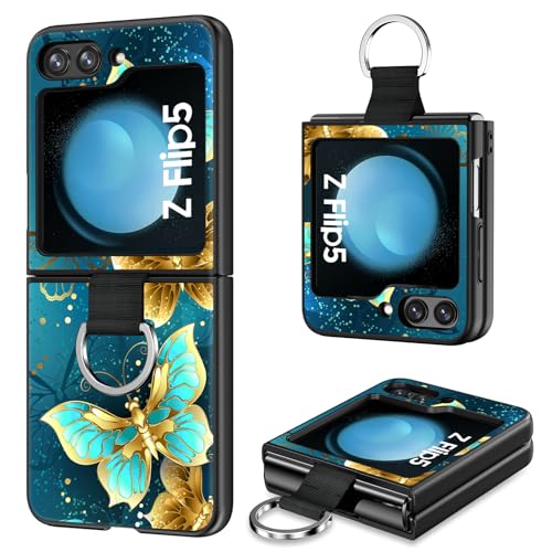 BENTOBEN für Samsung Galaxy Z Flip 5 5G Hülle, Handyhülle Samsung Z Flip 5 Case Leuchten im Dunkeln Slim Dünn Fluoreszenz Schmetterling Muster PC Schale TPU Bumper Kratzfest Schutzhülle Hülle -Blau von BENTOBEN