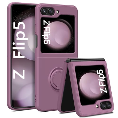 BENTOBEN für Samsung Galaxy Z Flip 5 5G Hülle Silikon Case Mit Ring Halter Handschnur, Samsung Z Flip 5 5G Handyhülle Slim Kratzfest Flüssigsilikon Gummi Hülle für Samsung Z Flip 5 5G 6.7'' Lavendel von BENTOBEN