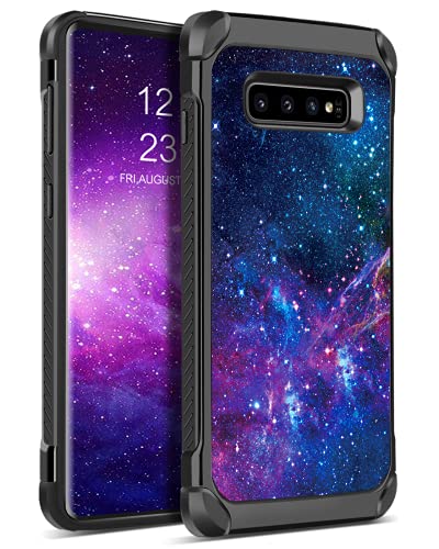 BENTOBEN Samsung Hülle, leuchtet im Dunkeln, 2 in 1 Heavy Duty Rugged Hybrid Soft TPU Bumper Hard PC Stoßfest Schutzhülle für Galaxy S10 6,1 Zoll (2019), Nebula/Galaxy von BENTOBEN