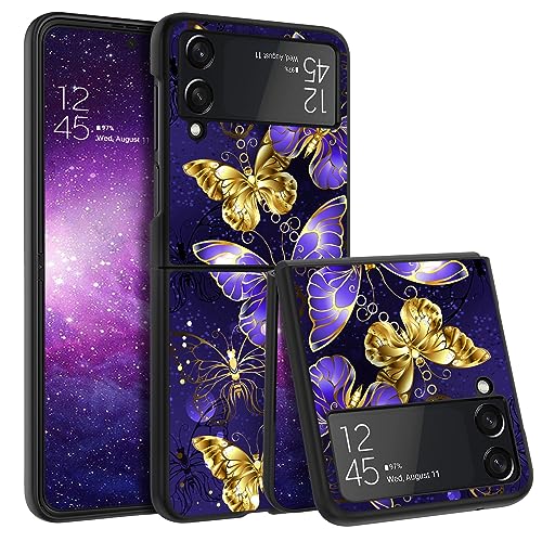 BENTOBEN Samsung Z Flip 4 Hülle, Handyhülle Samsung Z Flip 4 Case Leuchten im Dunkeln Fluoreszenz Schmetterling Pattern PC Schale TPU Bumper Kratzfest Hülle für Samsung Galaxy Z Flip 4 5G 6.7"-Lila von BENTOBEN