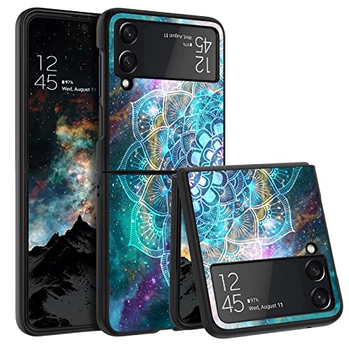 BENTOBEN Samsung Z Flip 4 Hülle, Handyhülle Samsung Z Flip 4 Case Slim dünn Mandala Nebula Pattern Muster PC Schale mit TPU Bumper Kratzfest Schutzhülle Hülle für Samsung Galaxy Z Flip 4 5G 6.7"- Grün von BENTOBEN