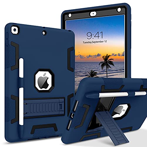 BENTOBEN iPad 8th Generation Case, iPad 7th Generation Case, iPad 10.2 2020/2019 Case, 3 in 1 Heavy Duty Rugged Shockproof Kickstand Hybrid 3 Layer Protective Cover with Pen Holder, Navy Blue/Black von BENTOBEN