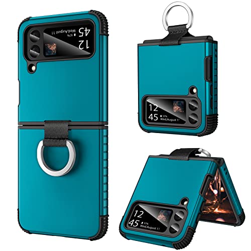 BENTOBEN Schutzhülle für Samsung Galaxy Z Flip4 5G Schutzhülle robust stoßfest 2 in 1 mit Ring Mädchen Frauen Jungen Männer Hüllen Cover für Galaxy Z Flip 4 6,7 Zoll, Blau von BENTOBEN