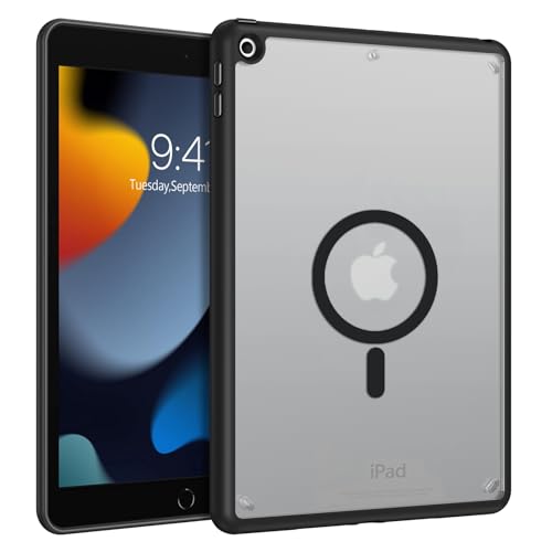 BENTOBEN Schutzhülle für iPad 9. / 8. / 7. Generation, für iPad 10.2 Hülle 2021/2020/2019 mit starkem Magnet-Design, dünn, durchscheinend, matt, stoßfest, für Mädchen und Jungen, Kinder, Schwarz von BENTOBEN