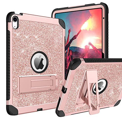 BENTOBEN Schutzhülle für iPad der 10. Generation, iPad 10,9 Zoll 2022, glitzernd, 3 Schichten, stoßfest, Ständer, robuste Schutzhülle für iPad 10,9 Zoll 2022, Roségold von BENTOBEN