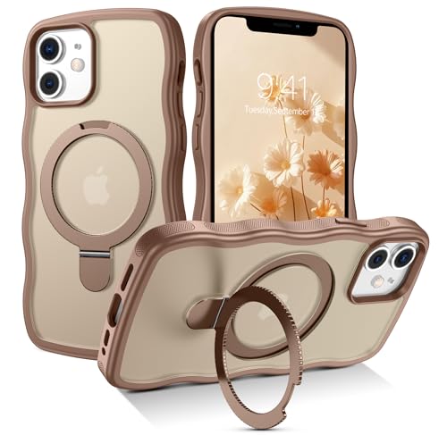 BENTOBEN Schutzhülle für iPhone 12 und iPhone 12 Pro mit unsichtbarem Magnetständer, [Curly Wave Edge] [kompatibel mit Magsafe] durchscheinende, matte Schutzhülle für iPhone 12/Pro 6,1 Zoll, Desert von BENTOBEN