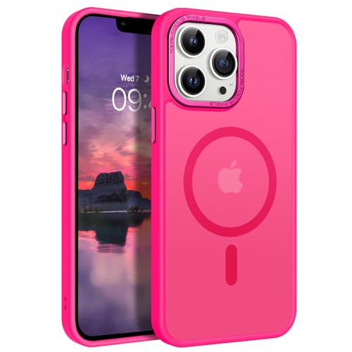 BENTOBEN Schutzhülle für iPhone 13 Pro Max, magnetische Hülle [kompatibel mit MagSafe], durchscheinend, matt, stoßfest, für Damen und Herren, Schutzhülle für iPhone 13 Pro Max 6,7 Zoll, Hot Pink von BENTOBEN