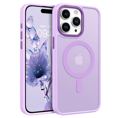 BENTOBEN Schutzhülle für iPhone 15 Pro Max, magnetische Hülle [kompatibel mit MagSafe], durchscheinend, matt, stoßfest, für Damen und Herren, Schutzhülle für iPhone 15 Pro Max 6,7 Zoll, Hellviolett von BENTOBEN