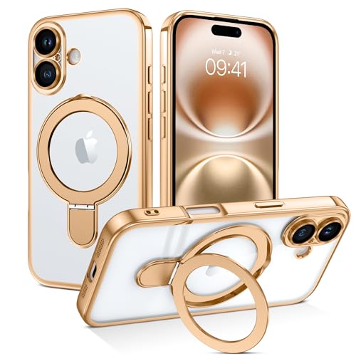 BENTOBEN Schutzhülle für iPhone 16, magnetisch, kompatibel mit MagSafe, Schutzhülle mit integriertem Ring, Halterung, Bumper, stoßfest, staubdicht, Schutzhülle für iPhone 16 6,1 Zoll, Gold BENTOBEN Schutzhülle für iPhone 16, magnetisch, kompatibel mit MagSafe, Schutzhülle mit integriertem Ring, Halterung, Bumper, stoßfest, staubdicht, Schutzhülle für iPhone 16 6,1 Zoll, Gold von BENTOBEN
