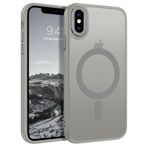 BENTOBEN Schutzhülle für iPhone Xs Max [kompatibel mit Magsafe], durchscheinend, matt, magnetisch, dünn, stoßfest, für Damen und Herren, Schutzhülle für iPhone Xs Max 6,5 Zoll 2018, Grau von BENTOBEN