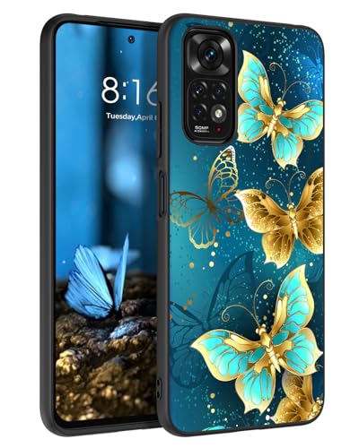 BENTOBEN Xiaomi Redmi Note 11 Hülle, Handyhülle Xiaomi Redmi Note 11/Note 11S Case Leuchten im Dunkeln Slim dünn Fluoreszenz Schmetterling Muster PC Schale TPU Bumper Kratzfest Schutzhülle -Blau von BENTOBEN