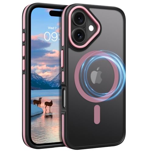BENTOBEN für iPhone 16 Hülle mit Mag-Safe Magnetisch Hülle für iPhone 16 6.1" Durchscheinende Matt Anti-Fingerabdruck Handyhülle Rückseite Dünn Stoßfest Schutzhülle, Pink BENTOBEN für iPhone 16 Hülle mit Mag-Safe Magnetisch Hülle für iPhone 16 6.1" Durchscheinende Matt Anti-Fingerabdruck Handyhülle Rückseite Dünn Stoßfest Schutzhülle, Pink von BENTOBEN