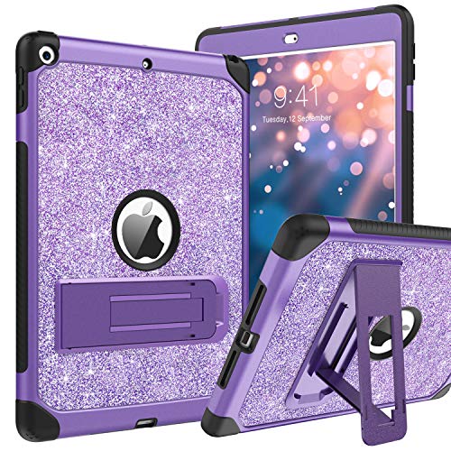 BENTOBEN iPad 9th Generation Case, iPad 8th Generation Case, iPad 7th Generation Case, iPad 10.2 2021/2020/2019 Case, Glitter Sparkly 3 Layers Shockproof Kickstand Protective Tablet Case Cover, Purple von BENTOBEN