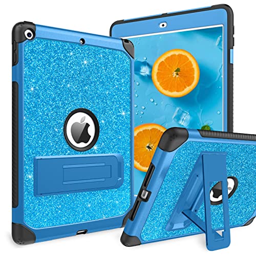 BENTOBEN iPad 9th Generation Hülle, iPad 8th Generation Hülle, iPad 7th Generation Hülle, iPad 10.2 2021/2020/2019 Hülle, Glitzer Sparkly 3 Lagen Stoßfest Kickstand Schutzhülle Tablet Cover, Azurblau von BENTOBEN