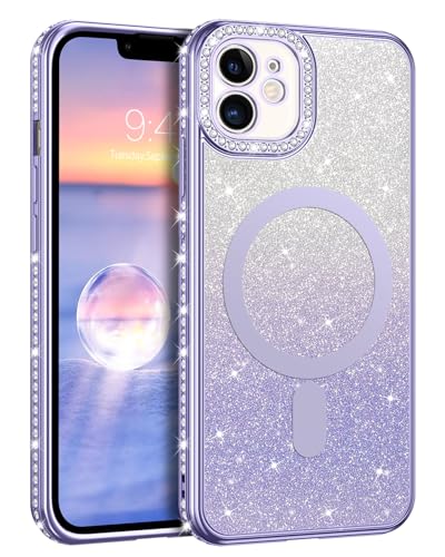 BENTOBEN iPhone 11 Hülle Magsafe, Handyhüllen für iPhone 11 Glitzer Weich Silikon TPU Stoßfeste Handyhülle Schutz Diamant Bling Slim Dünn Bumper Case für iPhone 11 6.1" Lila von BENTOBEN