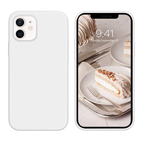 BENTOBEN iPhone 12 Hülle Liquid Silikon Case, iPhone 12 Pro Hülle Slim Kratzfest Weiche Flüssigsilikon Gummi innem Futter Rundumschutz Handyhülle iPhone 12/iPhone 12 Pro 6.1'' Weiß von BENTOBEN