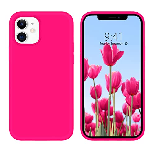 BENTOBEN iPhone 12 Hülle iPhone 12 Pro Hülle Silikon Case, iPhone 12 Handyhülle Slim Kratzfest Weiche Flüssigsilikon Gummi innem Soft Microfaser Tuch Futter iPhone 12/iPhone 12 Pro 6.1'' Rosarot von BENTOBEN