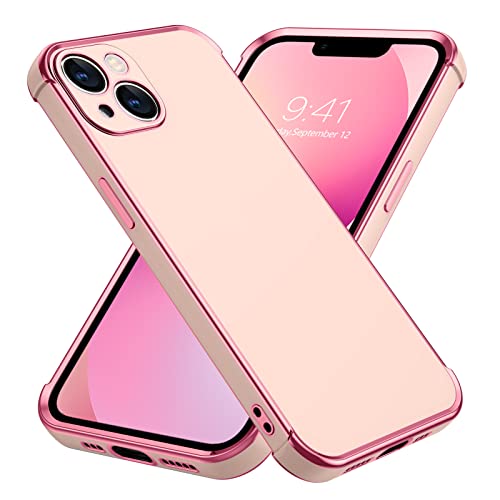 BENTOBEN iPhone 13 Hülle, Handyhülle iPhone 13 6.1, Slim Thin Fit Luxus Gold Design Stoßfest Schutzhülle Weich TPU Bumper Drop Protection Cute Case for Girls Women Boys Men iPhone 13 Cover, Pink/Gold von BENTOBEN