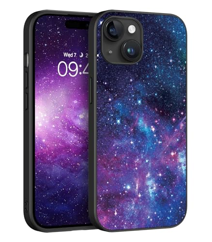 BENTOBEN iPhone 15 Hülle, Handyhülle iPhone 15 Case Leuchten im Dunkeln Slim dünn Fluoreszenz Nebula Pattern Muster PC Schale TPU Bumper Kratzfest Schutzhülle Hülle für iPhone 15 - Lila von BENTOBEN