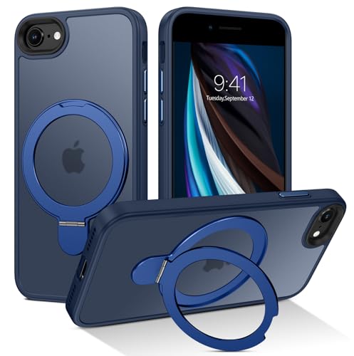 BENTOBEN für iPhone SE 2022 Hülle für Mag-Safe mit Ständer, iPhone SE 2020 Hülle [Magnetisch Ständer Ring] Clear Kabellos Dünn TPU Bumper Cover iPhone 8 iPhone 7 Case Handyhülle iPhone SE 2 3, Blau von BENTOBEN