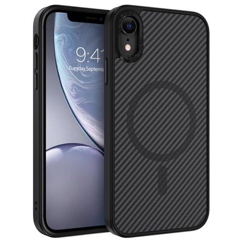 BENTOBEN für iPhone XR Hülle mit MagSafe Magnetisch Hülle für iPhone XR 6.1" Durchscheinende Schwarz Matt Anti-Fingerabdruck Handyhülle Rückseite Dünn Stoßfest Schutzhülle von BENTOBEN