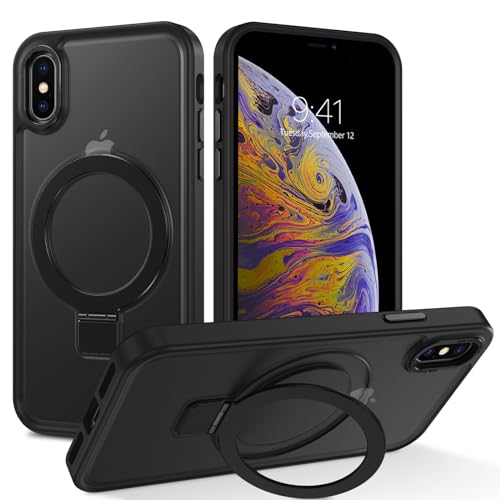 BENTOBEN für iPhone XS Max Hülle für Mag-Safe mit Ständer, 【Magnetisch Ständer Ring】 Clear Kabellos Dünn TPU Bumper Cover Case Handyhülle iPhone XS Max 6.5",Schwarz von BENTOBEN