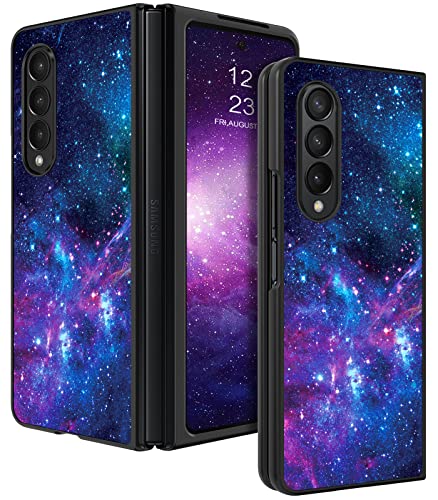 Samsung Z Fold 3 Hülle,BENTOBEN Handyhülle Samsung Galaxy Z Fold 3 Case Leuchten im Dunkeln Slim dünn Fluoreszenz Nebula Pattern Muster PC Schale TPU Bumper Kratzfest Hülle für Galaxy Z Fold 3 5G-Lila von BENTOBEN