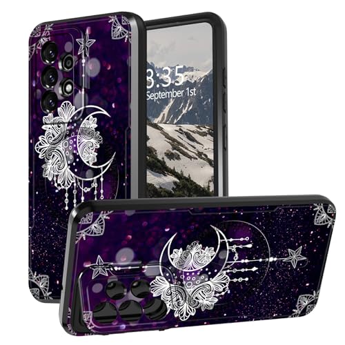 BEOTIWAD Moon Star Galaxy Florals Schutzhülle für Samsung Galaxy S24 FE 17 cm (6,7 Zoll), mit Ständer, integrierter Kameraständer, Militärqualität, strapazierfähig, stoßfest, Schutzhülle für Galaxy von BEOTIWAD