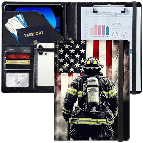 BEOTIWAD PU-Leder-Padfolio-Ordner, Klemmbrett, Portfolios, Organizer, Konferenz-Dokumenten-Organizer mit Visitenkartenhalter, Aufbewahrung, Klemmbrett, Schreibblock, Flagge, Feuerwehrmann BEOTIWAD PU-Leder-Padfolio-Ordner, Klemmbrett, Portfolios, Organizer, Konferenz-Dokumenten-Organizer mit Visitenkartenhalter, Aufbewahrung, Klemmbrett, Schreibblock, Flagge, Feuerwehrmann von BEOTIWAD