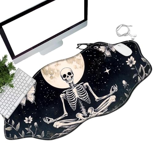 BEOTIWAD Schreibtischunterlage mit Skelett-Totenkopf-Mond-Motiv, Größe XL, erweitertes Mauspad mit genähten Kanten, Schreibtischunterlage für Arbeit, Spiel, Büro, Zuhause BEOTIWAD Schreibtischunterlage mit Skelett-Totenkopf-Mond-Motiv, Größe XL, erweitertes Mauspad mit genähten Kanten, Schreibtischunterlage für Arbeit, Spiel, Büro, Zuhause von BEOTIWAD