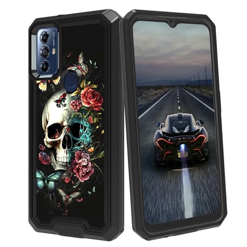 BEOTIWAD Schutzhülle für Motorola Moto G Play 2023/G Pure/G Power 2022, für Herren und Damen, Motiv: Schmetterling, Totenkopf und Blumen, gemischt, doppellagig, strapazierfähig, stoßfest, robust BEOTIWAD Schutzhülle für Motorola Moto G Play 2023/G Pure/G Power 2022, für Herren und Damen, Motiv: Schmetterling, Totenkopf und Blumen, gemischt, doppellagig, strapazierfähig, stoßfest, robust von BEOTIWAD