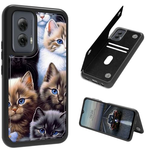 BEOTIWAD Schutzhülle für Motorola Moto G Play 5G 2024, PU-Leder, strapazierfähig, stoßfest, Brieftaschen-Schutzhülle mit Kreditkarte, magnetisch, für Moto G Play 5G 2024 von BEOTIWAD